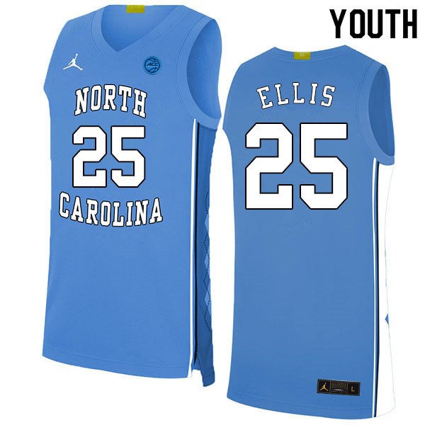 2020 Youth #25 Caleb Ellis North Carolina Tar Heels College Basketball Jerseys Sale-Blue - Click Image to Close